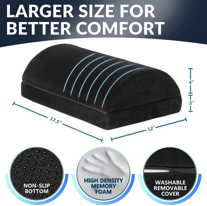 Comfort Office Foot Rest for Under Desk - Ergonomic Memory Foam Foot Stool Pillow for Work, Gaming, Computer, Office